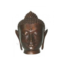 Bronze Golden Brown Buddha Head Statue 25 cm