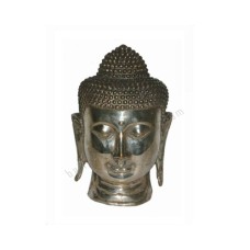 Bronze Statue Silver Buddha Head 20 cm