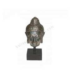 Bronze Silver Buddha Head On Stand 10 cm