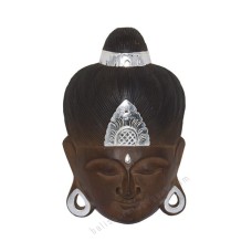 Wooden Brown Black Silver Buddha Mask 40 cm