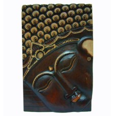 Wooden Dark Brown Cream Buddha Face Wall Hanging 60 cm