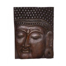 Wooden Antique Brown Buddha Face Wall Hanging 40 cm