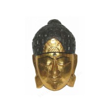 Wooden Black Gold Buddha Mask 25 cm