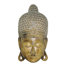 Wood White Wash Buddha Mask 60 cm