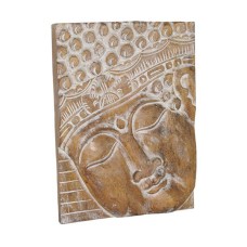 Wooden White Wash Buddha Face Wall Hanging 40 cm