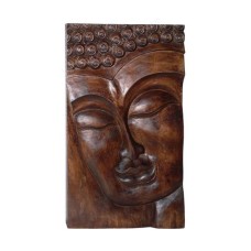 Wooden Antique Brown Buddha Face Wall Hanging 50 cm