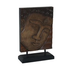 Wooden Antique Black Buddha Face On Stand 30 cm