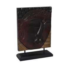 Wooden Black brown Buddha Face On Stand 35 cm