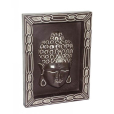 Wood Black White Framed Buddha Mask 40 cm