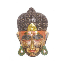 Wood Painting Buddha Mask 30 cm