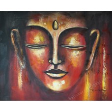 Canvas Wall Art Painting Black Red Buddha Face