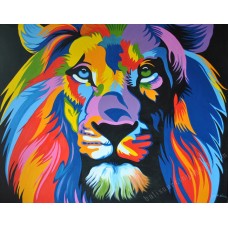 Canvas Wall Art Painting Multicolor Lion Face