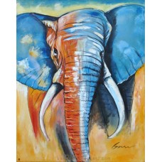 Canvas Art Painting Blue Orange Abstract Elephant