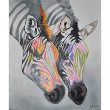 Canvas Art Painting Two Zebras