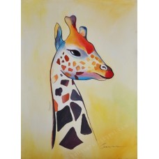Canvas Art Painting Multicolor Abstract Giraffe