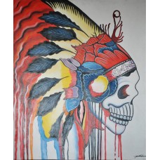 Canvas Art Painting Tribal Indian Skeleton