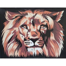 Canvas Dots Art Painting Brown Lion Face