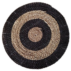 Black Straw Grass Round Rug 150 cm