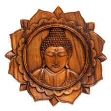 Framed Buddha Face Wall Relief
