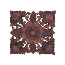 Carved Antique Brown Flower Wall Art 40 cm