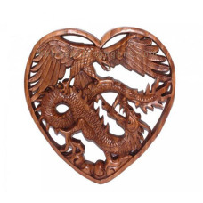 Heart Eagle Dragon Wall Art Brown 27 cm