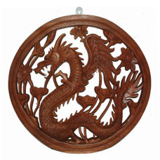 Hanging Dragon Round Framed Brown 50 cm