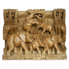 Wall Relief Elephant Family