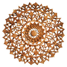 Wood Carved Flower Wall Relief