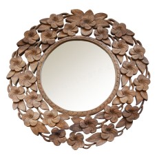 Carved Floral Round Mirror Framed