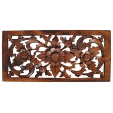 Balinese Framed Floral Wall Relief Panel
