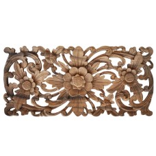 Balinese Wood Floral Wall Relief Panel