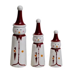 Wooden Red White Santa Claus Set of 3