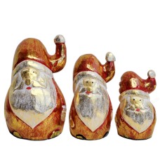 Wooden Golden Santa Claus Set of 3