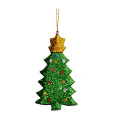 Wood Hanging Green Christmas Tree 15 cm