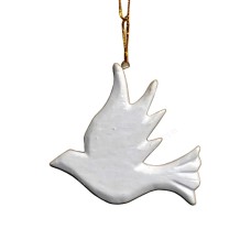 Wooden Hanging White Pigeon 8 cm