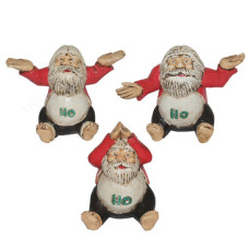 Wood Santa Claus HO HO HO Set of 3