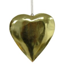 Wooden Hanging Golden Heart Ornament 23 cm