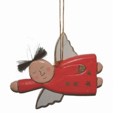 Wooden Hanging Flying Red Angel Ornament 16 cm