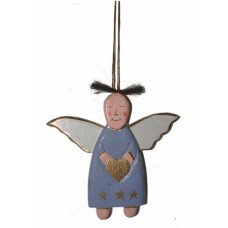 Wooden Hanging Grey Angel Ornament 21 cm