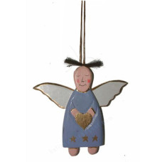 Wood Hanging Grey Angel 21 cm