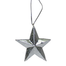 Wood Hanging Silver Star 16 cm