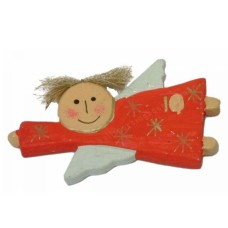 Wooden Flying Red Angel Wall Décor 5 cm