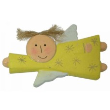 Wooden Flying Yellow Angel Wall Décor 5 cm