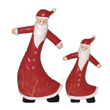 Wooden Red Santa Claus Dancing Set of 2