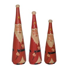 Wooden Standing Red Santa Claus Set of 3