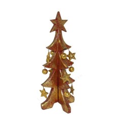 Wooden Antique Gold Christmas Tree 35 cm