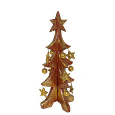 Wood Antique Gold Christmas Tree 35 cm
