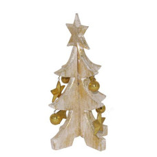 Wood White Gold Christmas Tree 35 cm