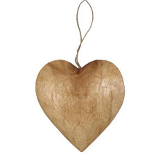 Wood Hanging Natural Heart 35 cm
