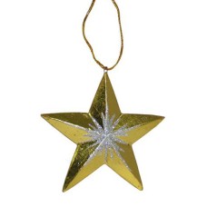 Wooden Hanging Gold Silver Star Ornament 20 cm